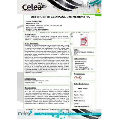 Detergente Clorado Celea. 5L. HA registrado