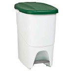 Pedalin, Papelera Blanca con Tapa Verde con Doble Espacio para Reciclar de 25 L.