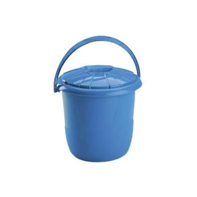 Cubo de basura, 15 l. con tapa y asa de acero. Color azul, peso ligero