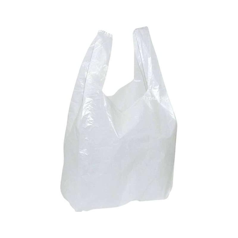 Bolsas blancas de plástico asas tipo camiseta 42x53 cms 50 µm Pack 1kg
