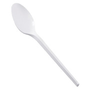 Cucharas de Plástico Poliestireno Blanco Reutilizables de 16.5 Cm