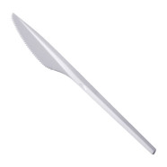 Cuchillos de Plástico Poliestireno Blanco Reutilizables de 16.5 Cm