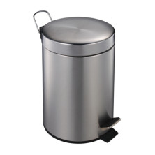 Papelera Con Tapa Pedal Inox Mate