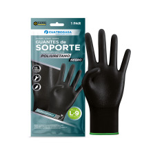 Guantes de Soporte Cuatrogasa con Recubrimiento de Poliuretano Negros, Varias Tallas