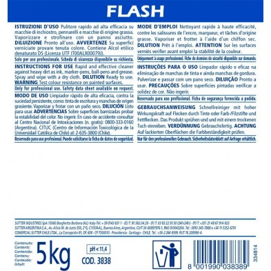 Flash, Limpiador De Tinta Alta Eficacia. 5 L.