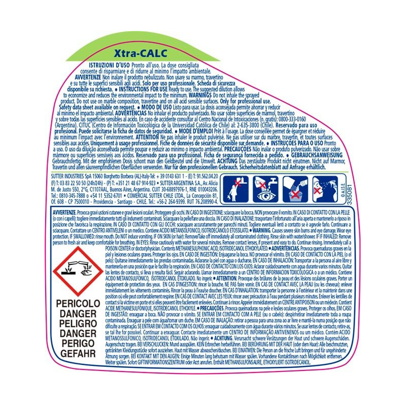 Xtra-Calc, Detergente Desincrustante Ácido. 500 Ml.