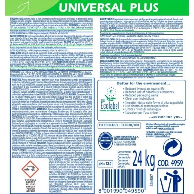 Universal Plus Ecolabel, Det. Lavavajillas Aguas Duras. 24 L