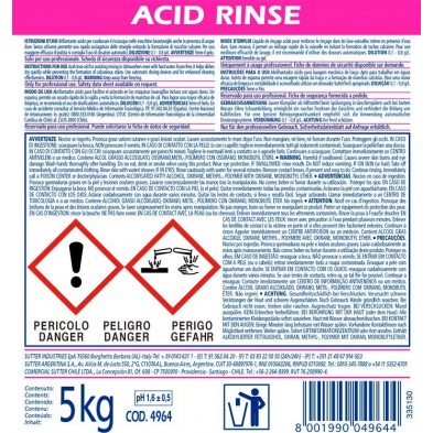Acid Rinse, Abrillantador Lavavajillas Aguas Duras. 5 L.