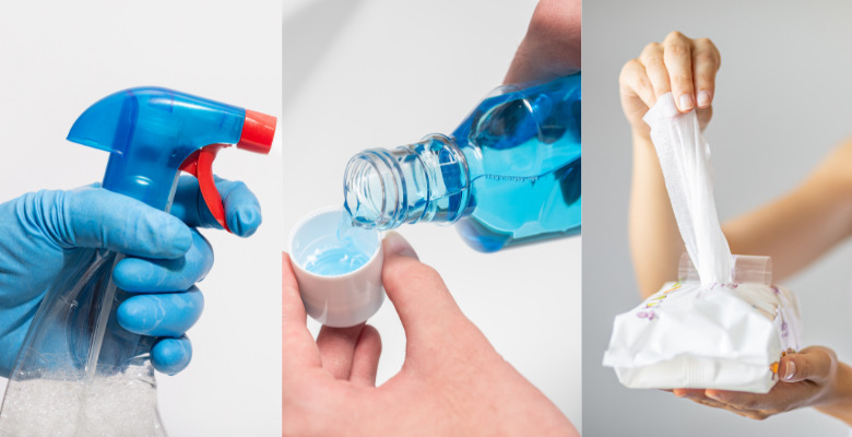 Tipos de productos de limpieza multiusos: en spray, líquido y toallitas