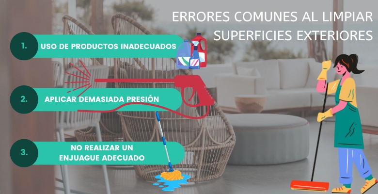 infografía con errores al limpiar terrazas