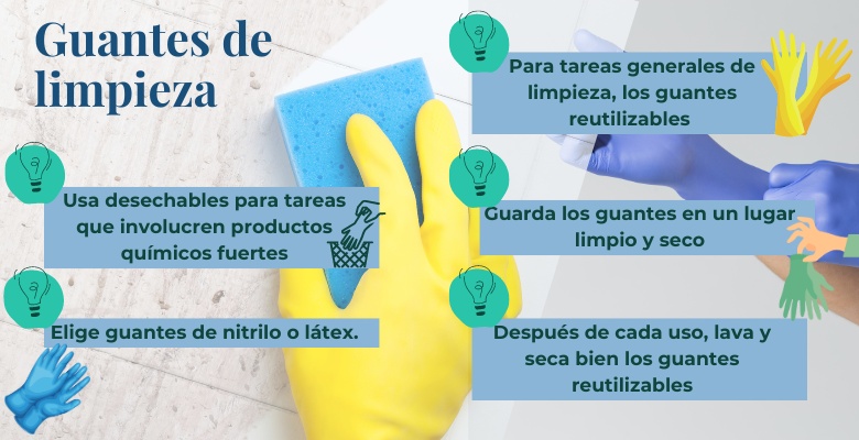 información sobre el correcto uso de los guantes de limpieza