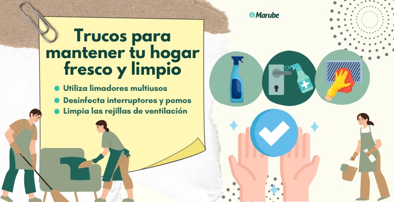 infografía con trucos para mantener el hogar limpio y fresco en verano