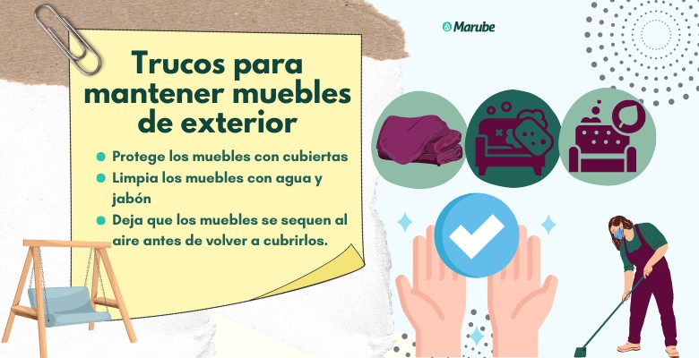 infografía con información para mantener fácilmente los muebles de exterior en buen estado