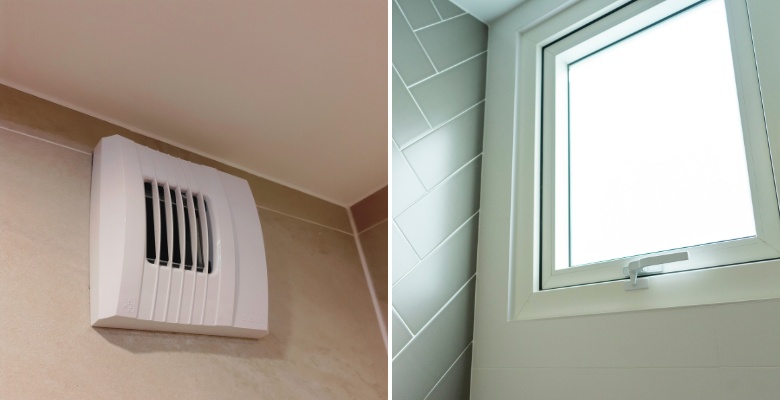 imagen con formas de ventilación del baño para evitar acumulación de humedad